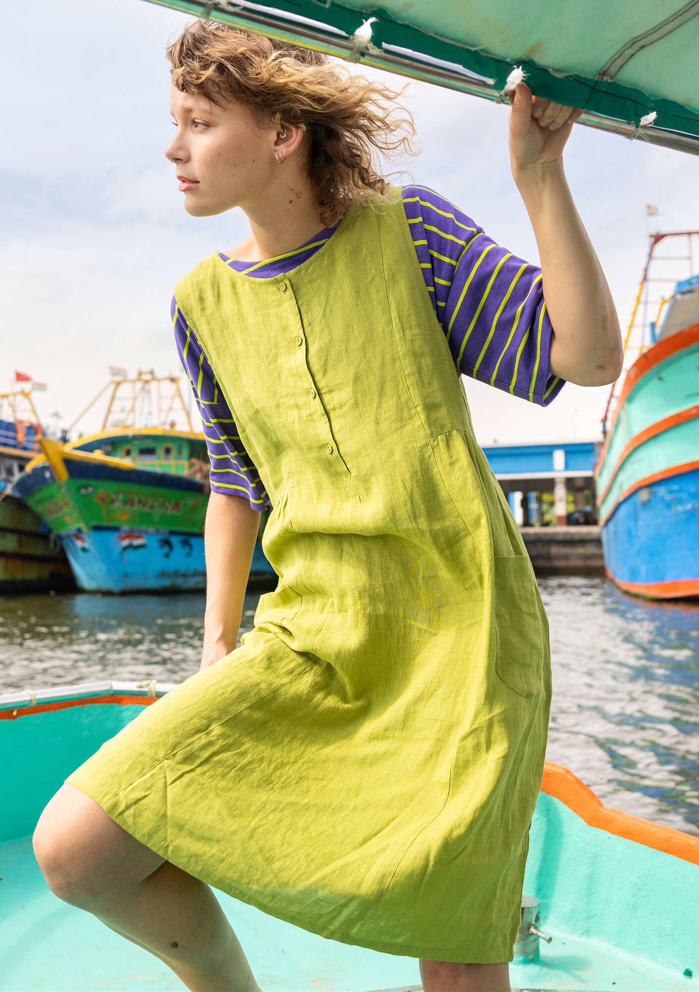 knee length dresses for ladies gudrun sjoden gray linen dress  Chrysalis