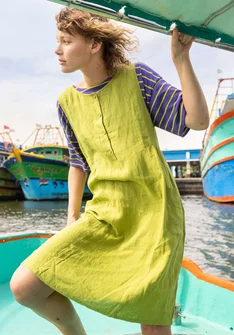Sleeveless woven linen dress - kiwi