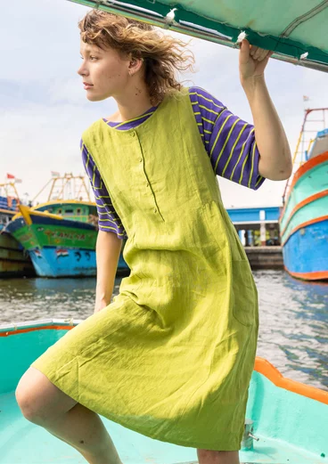 Sleeveless woven linen dress - kiwi
