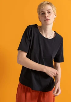 “Theia” organic cotton/elastane jersey top - black