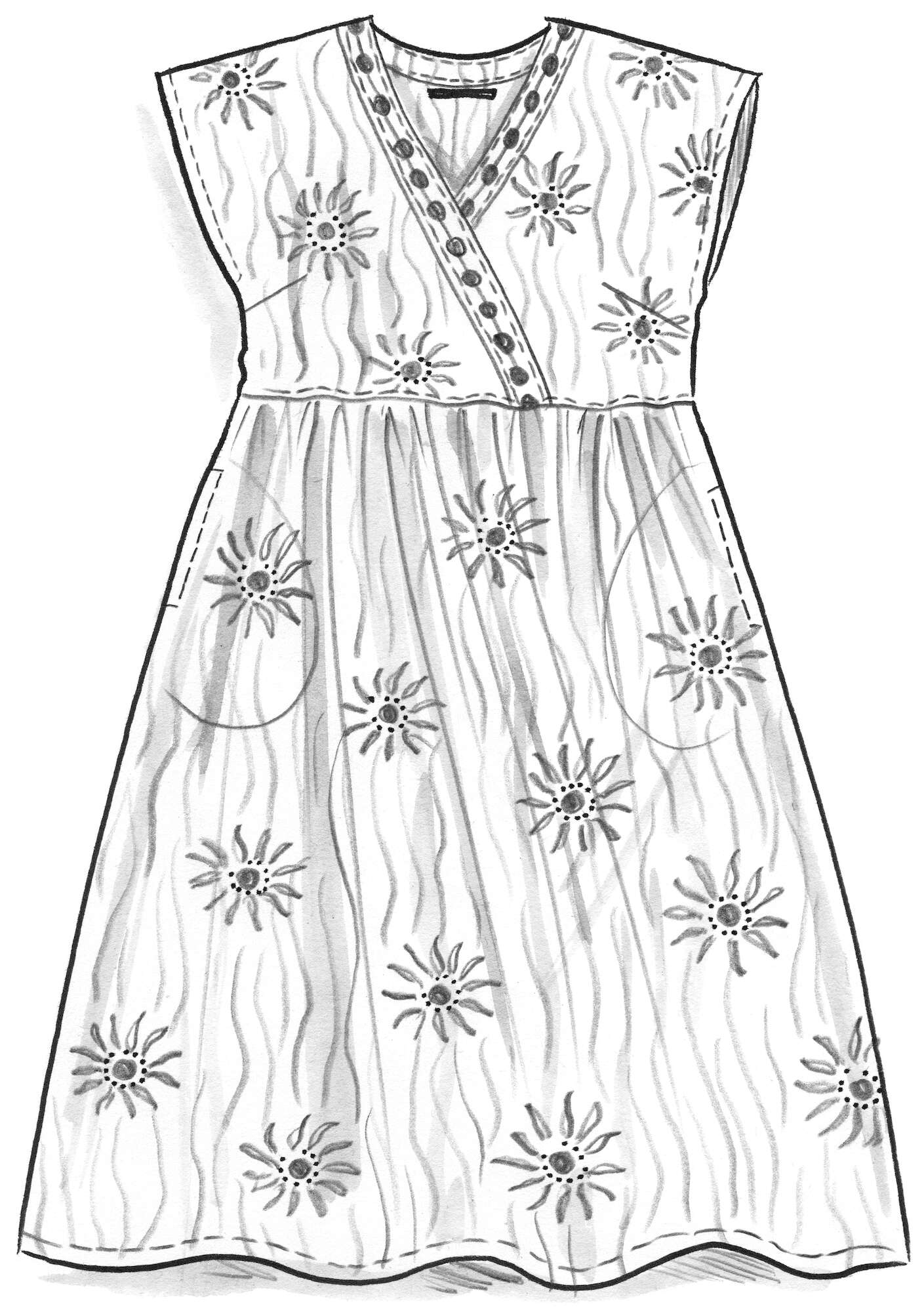Vevd kjole «Makutsi» i økologisk bomull