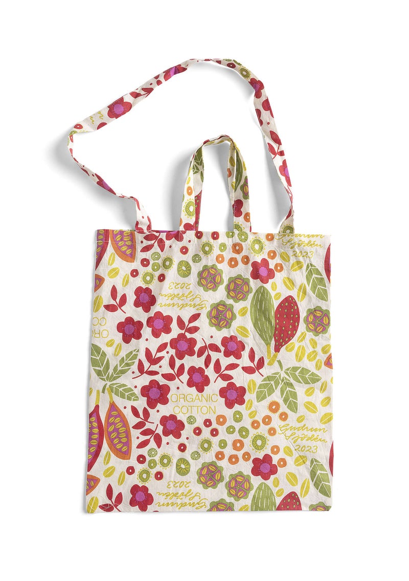 Fabric tote bag M in organic cotton parrot red
