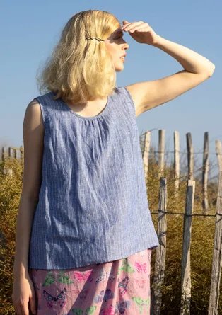 “Bifrost” woven linen tank top - light brilliant blue