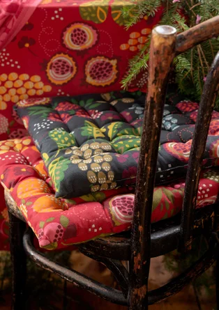 “Fruits” organic cotton seat cushion - dark ash grey