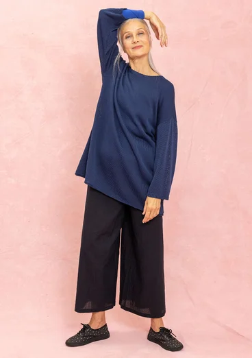 Knitted recycled cotton tunic - dark indigo