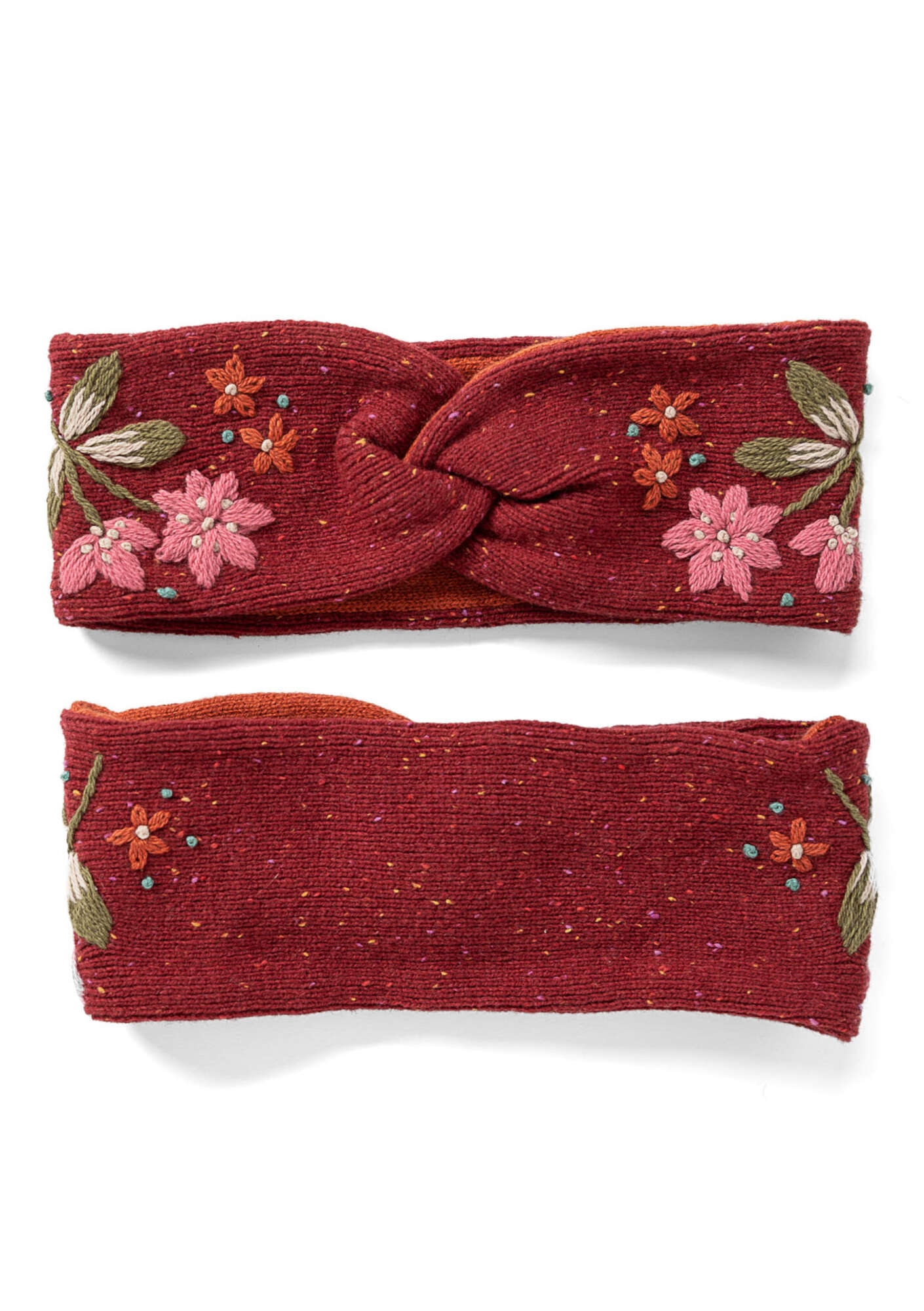 “Bloom” wool/organic cotton headband agate red thumbnail
