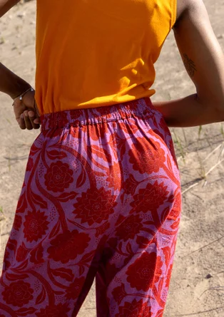 “Moonlight” woven viscose/linen trousers - bright red