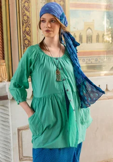 “Insta” organic cotton smock blouse - light oriental green