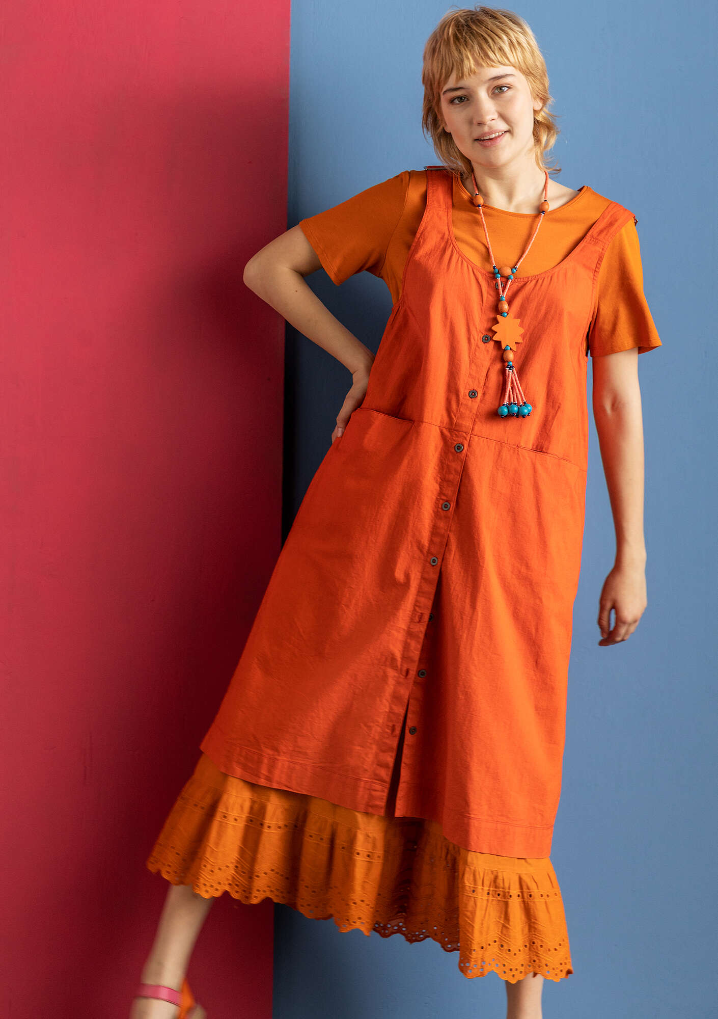Balalaika-Kleid „Amber“ aus Öko-Baumwolle/Leinen chili thumbnail