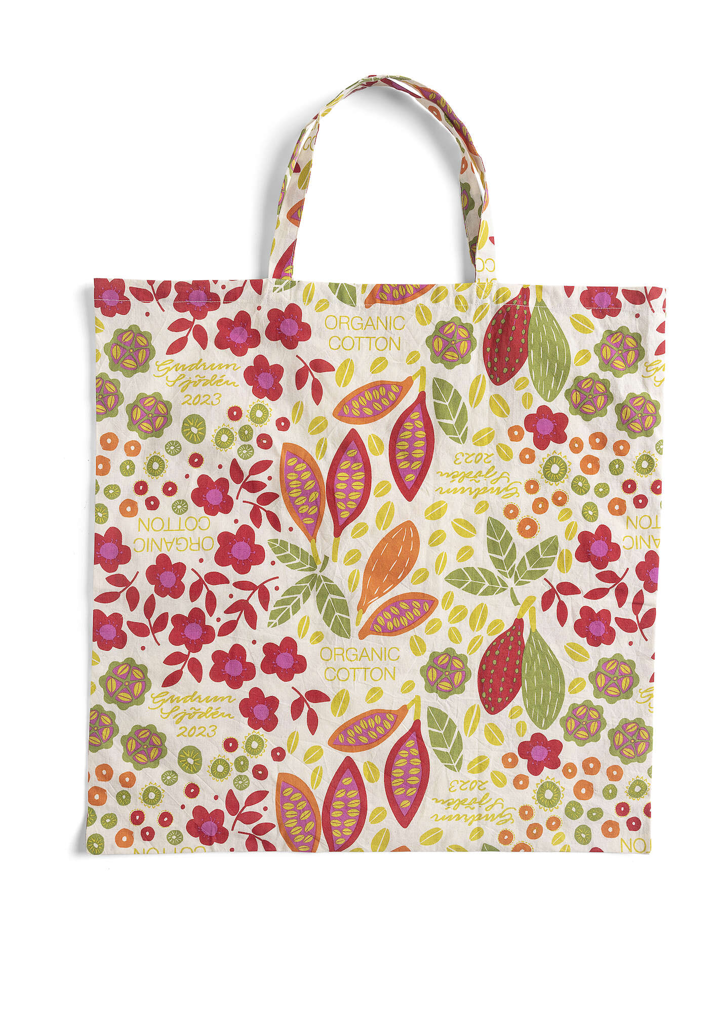 Fabric tote bag L in organic cotton parrot red