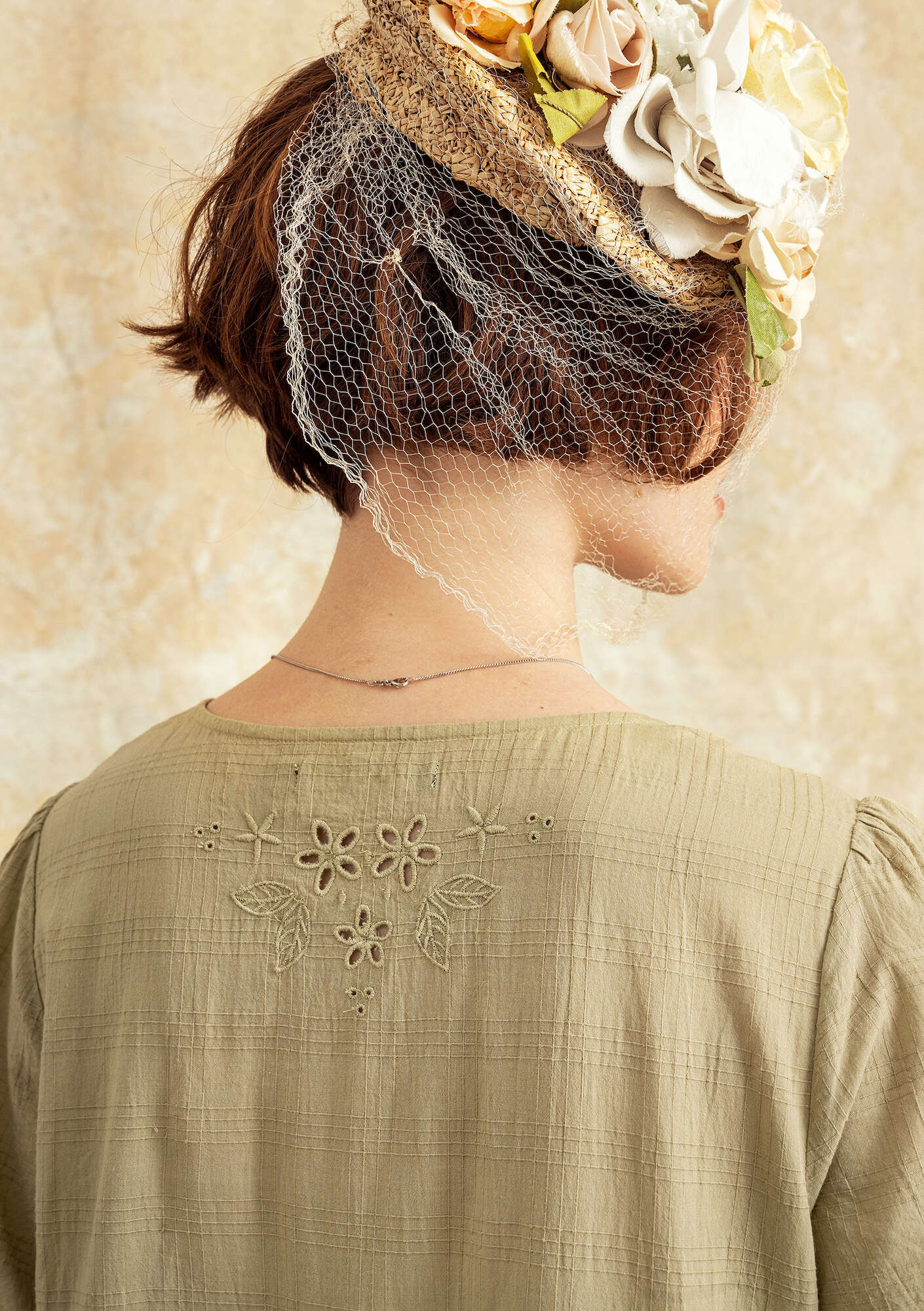 Woven “Tania” dress in organic cotton timothy grass