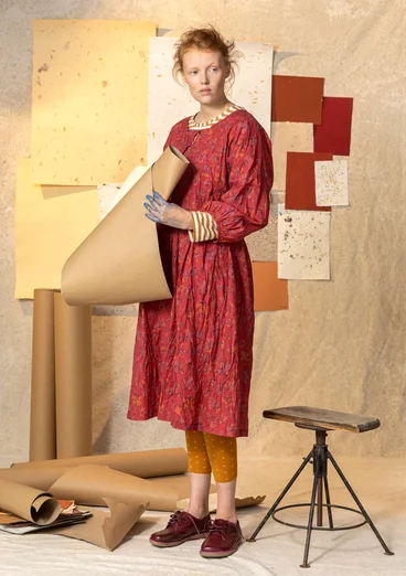 Vævet kjole "Petunia" i økologisk bomuld - rosentræ