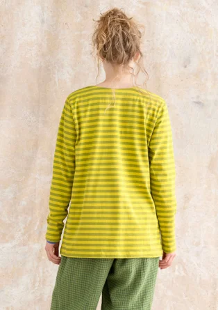 Essential striped sweater in organic cotton - asparagus/lime green