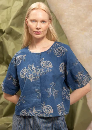 “Rose hip” woven organic cotton blouse - indigo