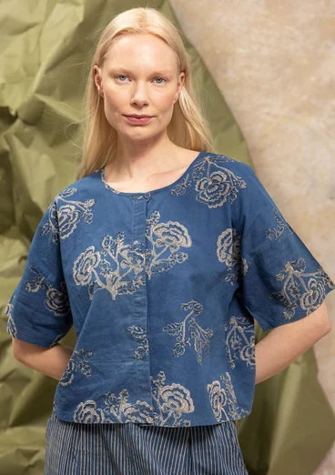 “Rose hip” woven organic cotton blouse - indigo
