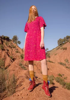“Carmen” jersey dress in organic cotton/modal - cyklamen