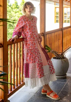 Robe tissée "Sona" en coton biologique - rouge vif