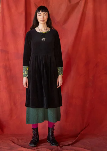 “Fyrverkeri” velour dress in organic cotton/recycled polyester - black