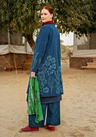 Long gilet "Dawn" en ramie/coton recyclé - indigo