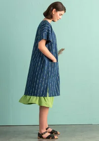Robe "Ikat" en coton tissé - indigo