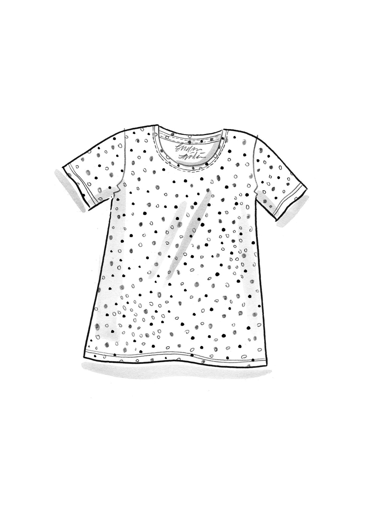 T-shirt  Iliana  i økologisk bomuld/elastan lavendel/mønstret