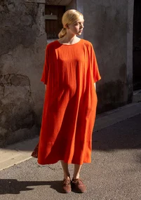 Webkleid „Flora Flow“ aus Viskose - feuerlilie