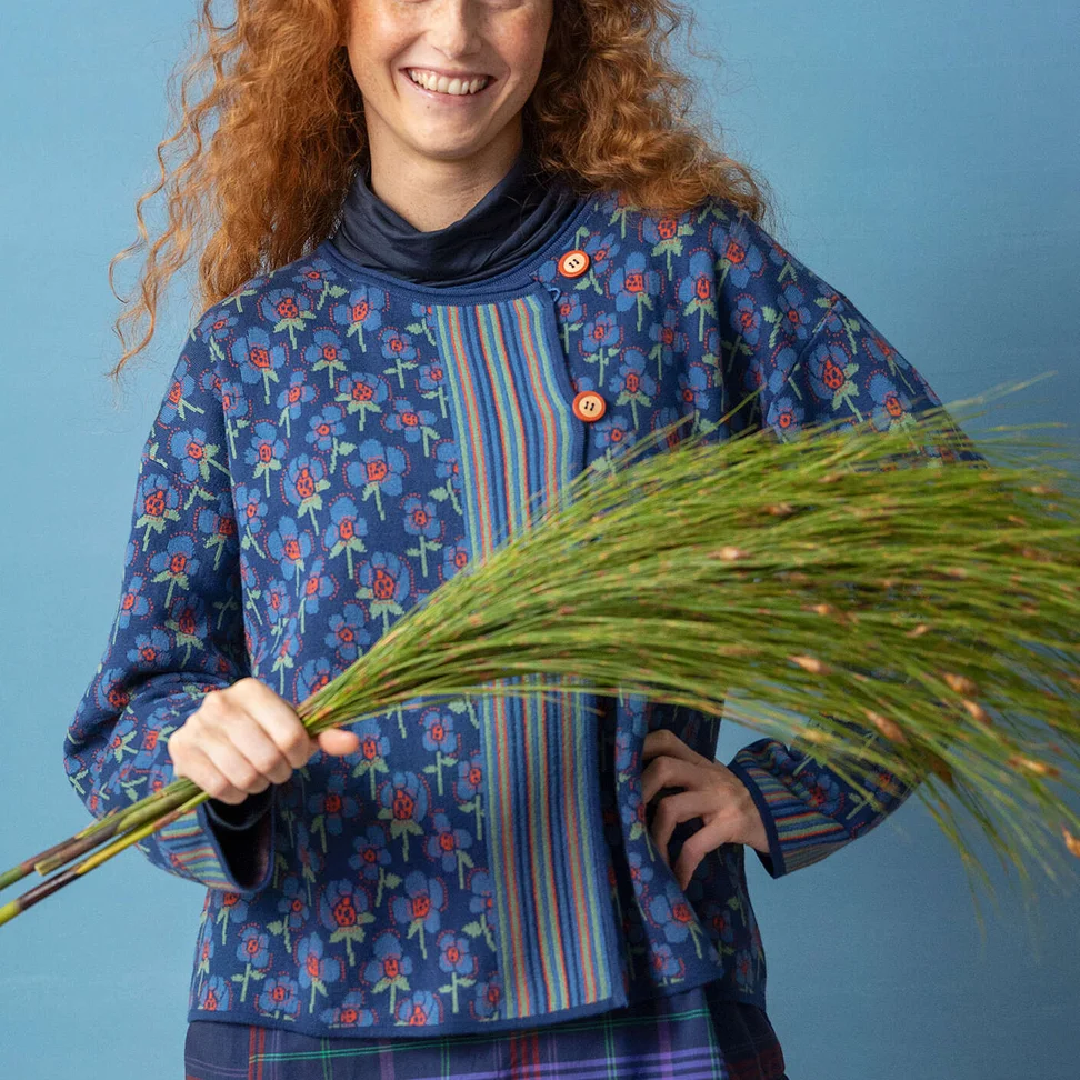 “Andes” cardigan in organic/recycled cotton - indigo