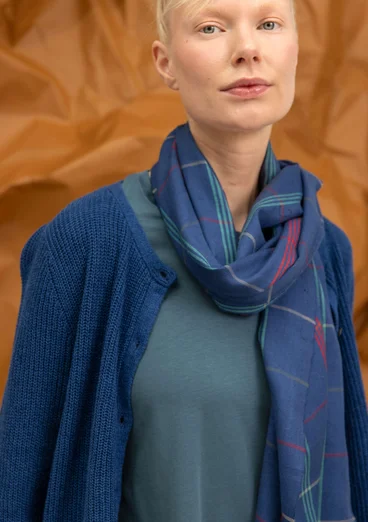 Brioche-knit linen/organic cotton cardigan - indigo blue