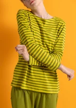 Striped essential top in organic cotton - green pepper/dijon