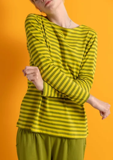 Striped essential top in organic cotton - green pepper/dijon