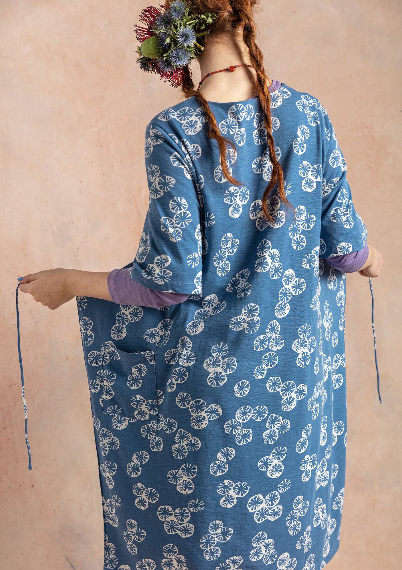 Trikåklänning  Corallo  i ekologisk bomull linblå