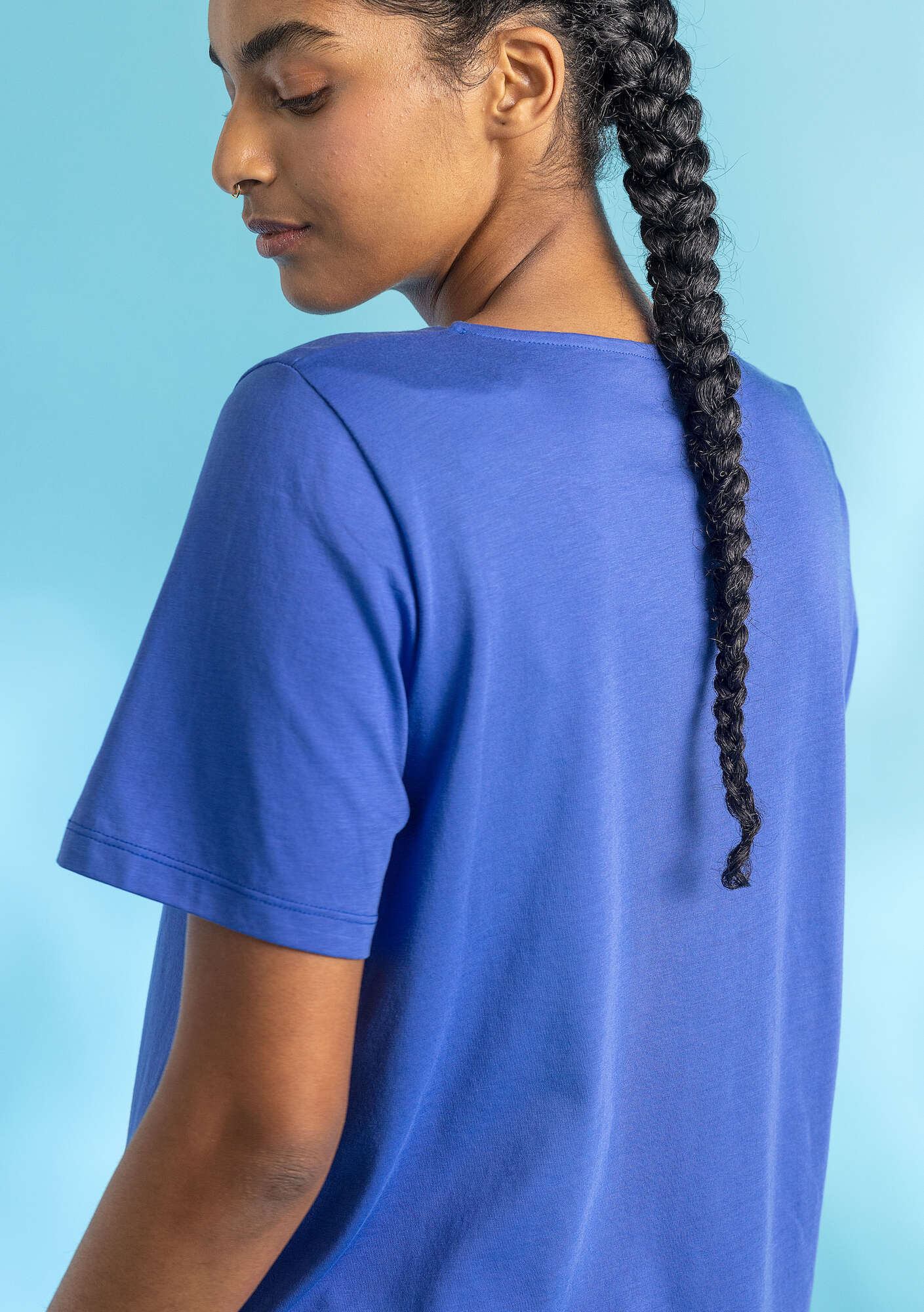 “Oriana” T-shirt in organic cotton/modal brilliant blue thumbnail
