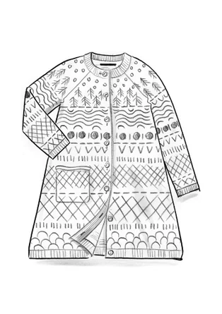 Gemusterte Strickjacke „Luleälven“ aus Lammwolle/Recycling-Wollgemisch - röstkaffee
