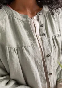 Künstlerbluse „Amber“ aus Leinen - minze