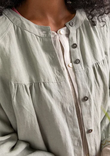 Künstlerbluse „Amber“ aus Leinen - minze
