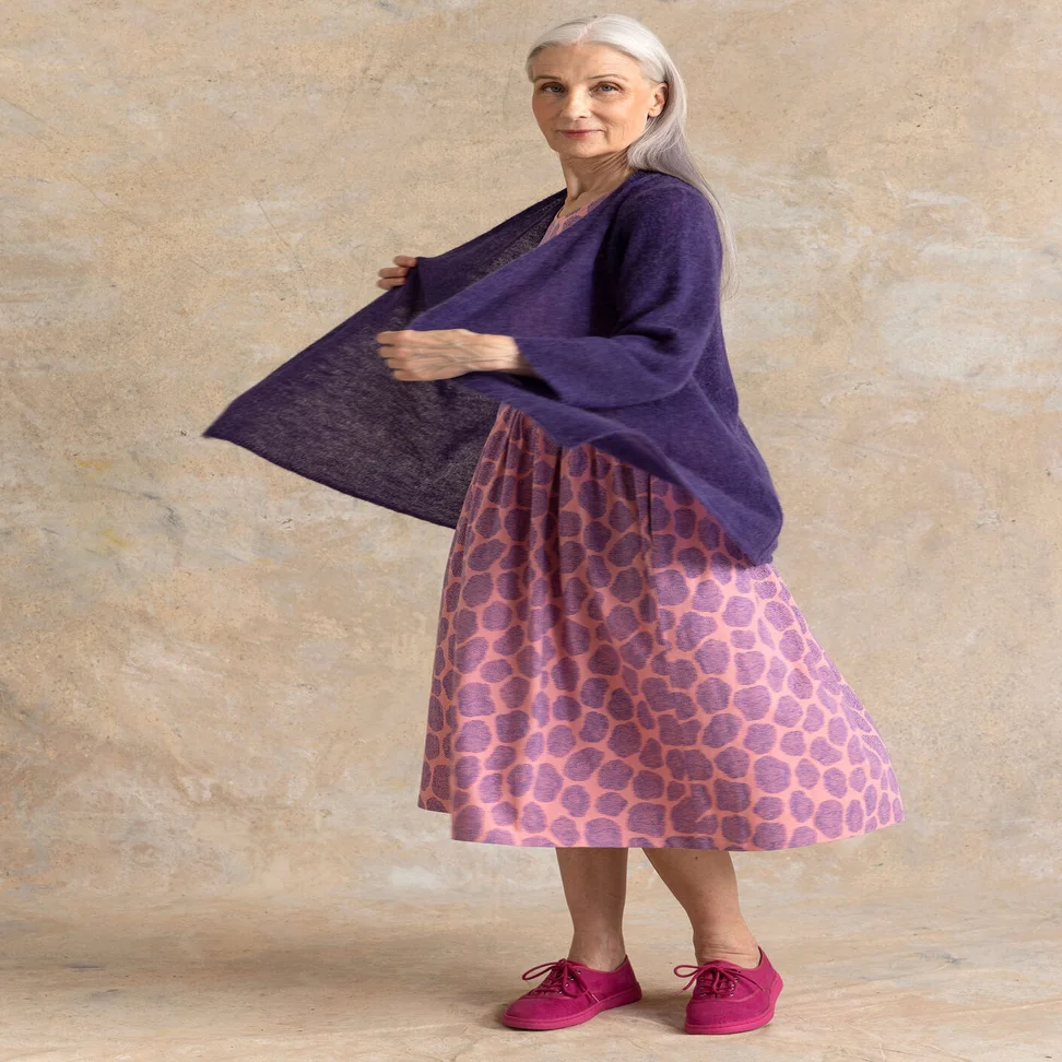 Wrap cardigan in an alpaca blend - night sky/melange
