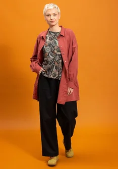 Pantalon tissé "Cleo" en coton biologique/lin - noir