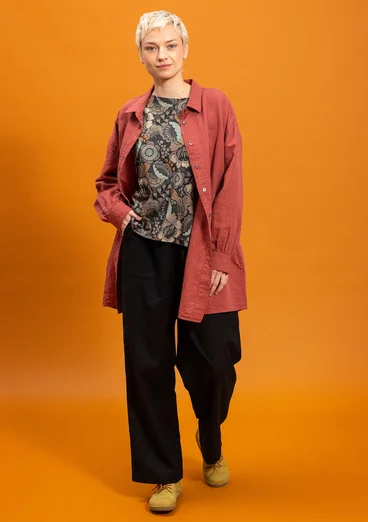 “Cleo” woven organic cotton/linen trousers - black