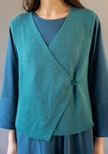 Knitted organic cotton/wool waistcoat - aqua green