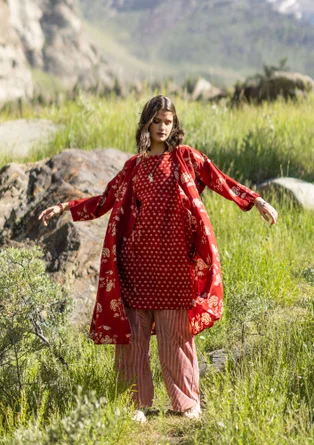 Robe tissée ”Rose hip” en coton biologique - rouge agate