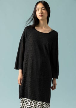 Linen knit tunic black