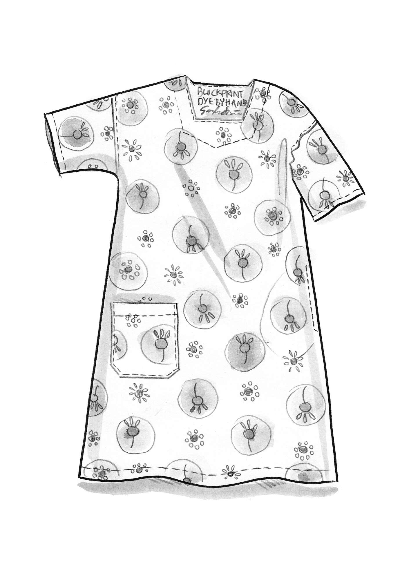 Vevd kjole «Halo» i økologisk bomull grå
