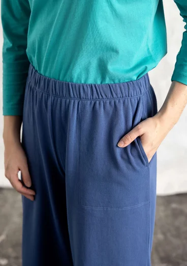 Organic cotton jersey trousers - mountain blue