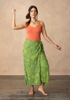 Pantalon croisé "Niwa" en coton biologique tissé - coriandre