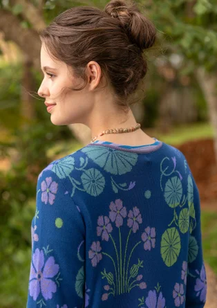 Long gilet "Täppa" en coton biologique - bleu indigo