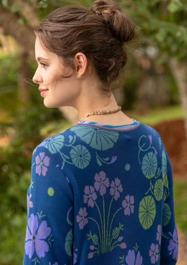 Long gilet "Täppa" en coton biologique - bleu indigo