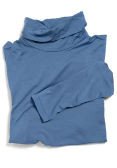 Lyocell/elastane jersey polo-neck top - mountain blue