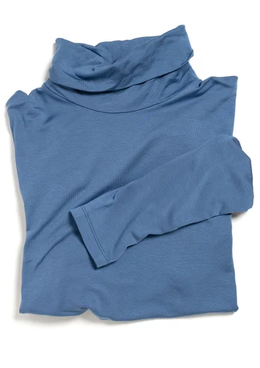 Jersey-Rollkragenshirt aus Lyocell/Elasthan - bergblau