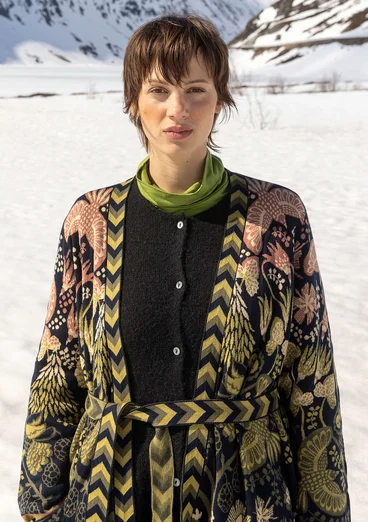 Lang cardigan "Tanana" i bomuld/lyocell - sort