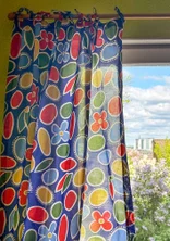 “Sol” short-length, organic cotton curtain - cobalt blue